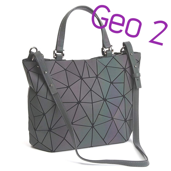 New Geometric luminous shoulder Bucket Bag purse - Picture 5 of 8